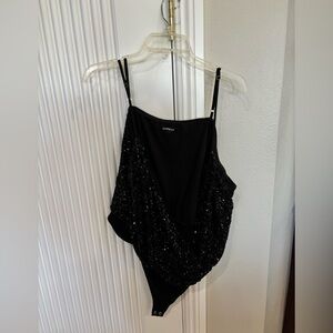 Express Black Sequined Body Suit